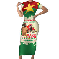 Ibrahim Traore Thomas Sankara Short Sleeve Bodycon Dress Make Burkina Faso Great Again