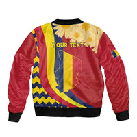 Personalised Chad Independence Day Bomber Jacket Coat Of Arms Gerbera Daisy