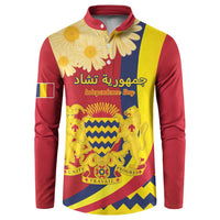 Personalised Chad Independence Day Button Sweatshirt Coat Of Arms Gerbera Daisy