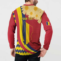 Personalised Chad Independence Day Button Sweatshirt Coat Of Arms Gerbera Daisy