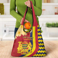 Chad Independence Day Grocery Bag Coat Of Arms Gerbera Daisy