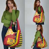 Chad Independence Day Grocery Bag Coat Of Arms Gerbera Daisy