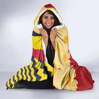 Chad Independence Day Hooded Blanket Coat Of Arms Gerbera Daisy