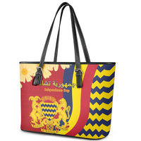 Chad Independence Day Leather Tote Bag Coat Of Arms Gerbera Daisy