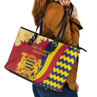 Chad Independence Day Leather Tote Bag Coat Of Arms Gerbera Daisy