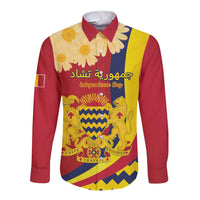 Personalised Chad Independence Day Long Sleeve Button Shirt Coat Of Arms Gerbera Daisy