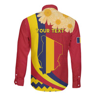 Personalised Chad Independence Day Long Sleeve Button Shirt Coat Of Arms Gerbera Daisy