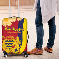 Chad Independence Day Luggage Cover Coat Of Arms Gerbera Daisy