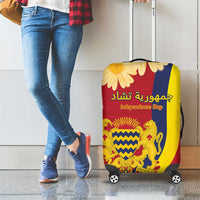 Chad Independence Day Luggage Cover Coat Of Arms Gerbera Daisy