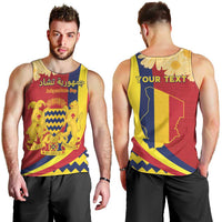 Personalised Chad Independence Day Men Tank Top Coat Of Arms Gerbera Daisy