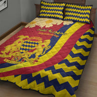 Chad Independence Day Quilt Bed Set Coat Of Arms Gerbera Daisy