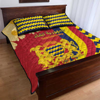 Chad Independence Day Quilt Bed Set Coat Of Arms Gerbera Daisy