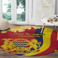 Chad Independence Day Round Carpet Coat Of Arms Gerbera Daisy