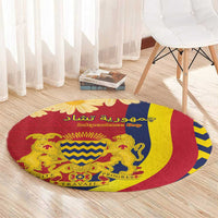 Chad Independence Day Round Carpet Coat Of Arms Gerbera Daisy