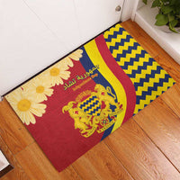 Chad Independence Day Rubber Doormat Coat Of Arms Gerbera Daisy