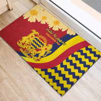 Chad Independence Day Rubber Doormat Coat Of Arms Gerbera Daisy