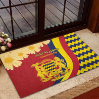 Chad Independence Day Rubber Doormat Coat Of Arms Gerbera Daisy
