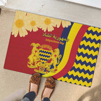 Chad Independence Day Rubber Doormat Coat Of Arms Gerbera Daisy