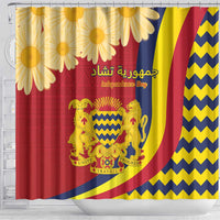 Chad Independence Day Shower Curtain Coat Of Arms Gerbera Daisy