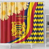 Chad Independence Day Shower Curtain Coat Of Arms Gerbera Daisy