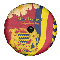 Chad Independence Day Spare Tire Cover Coat Of Arms Gerbera Daisy