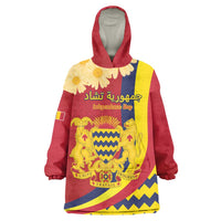 Personalised Chad Independence Day Wearable Blanket Hoodie Coat Of Arms Gerbera Daisy