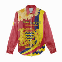 Personalised Chad Independence Day Women Casual Shirt Coat Of Arms Gerbera Daisy