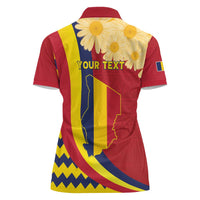 Personalised Chad Independence Day Women Polo Shirt Coat Of Arms Gerbera Daisy