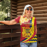 Personalised Chad Independence Day Women Polo Shirt Coat Of Arms Gerbera Daisy