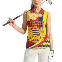 Personalised Chad Independence Day Women Sleeveless Polo Shirt Coat Of Arms Gerbera Daisy