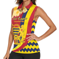 Personalised Chad Independence Day Women Sleeveless Polo Shirt Coat Of Arms Gerbera Daisy