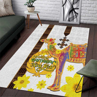 Happy Eritrea New Year Area Rug Adey Abeba Flower With Habesha Tilet Pattern - Wonder Print Shop