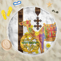 Happy Eritrea New Year Beach Blanket Adey Abeba Flower With Habesha Tilet Pattern - Wonder Print Shop