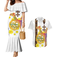 Happy Eritrea New Year Couples Matching Mermaid Dress and Hawaiian Shirt Adey Abeba Flower With Habesha Tilet Pattern - Wonder Print Shop