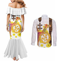 Happy Eritrea New Year Couples Matching Mermaid Dress and Long Sleeve Button Shirt Adey Abeba Flower With Habesha Tilet Pattern - Wonder Print Shop