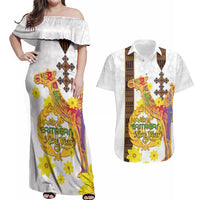 Happy Eritrea New Year Couples Matching Off Shoulder Maxi Dress and Hawaiian Shirt Adey Abeba Flower With Habesha Tilet Pattern - Wonder Print Shop