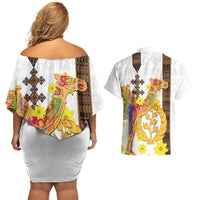 Happy Eritrea New Year Couples Matching Off Shoulder Short Dress and Hawaiian Shirt Adey Abeba Flower With Habesha Tilet Pattern - Wonder Print Shop