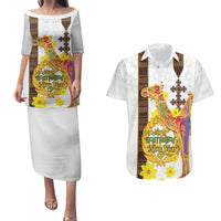 Happy Eritrea New Year Couples Matching Puletasi and Hawaiian Shirt Adey Abeba Flower With Habesha Tilet Pattern - Wonder Print Shop