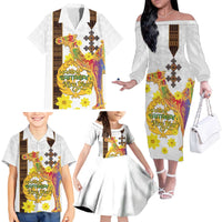 Happy Eritrea New Year Family Matching Off The Shoulder Long Sleeve Dress and Hawaiian Shirt Adey Abeba Flower With Habesha Tilet Pattern - Wonder Print Shop