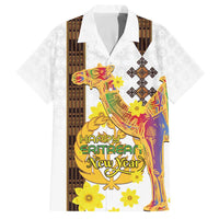 Happy Eritrea New Year Family Matching Off The Shoulder Long Sleeve Dress and Hawaiian Shirt Adey Abeba Flower With Habesha Tilet Pattern - Wonder Print Shop