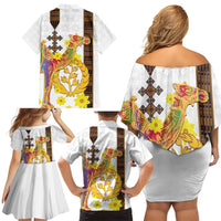 Happy Eritrea New Year Family Matching Off Shoulder Short Dress and Hawaiian Shirt Adey Abeba Flower With Habesha Tilet Pattern - Wonder Print Shop