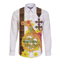 Happy Eritrea New Year Long Sleeve Button Shirt Adey Abeba Flower With Habesha Tilet Pattern - Wonder Print Shop