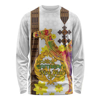Happy Eritrea New Year Long Sleeve Shirt Adey Abeba Flower With Habesha Tilet Pattern - Wonder Print Shop