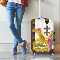 Happy Eritrea New Year Luggage Cover Adey Abeba Flower With Habesha Tilet Pattern - Wonder Print Shop