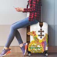 Happy Eritrea New Year Luggage Cover Adey Abeba Flower With Habesha Tilet Pattern - Wonder Print Shop