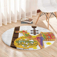Happy Eritrea New Year Round Carpet Adey Abeba Flower With Habesha Tilet Pattern - Wonder Print Shop