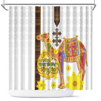 Happy Eritrea New Year Shower Curtain Adey Abeba Flower With Habesha Tilet Pattern - Wonder Print Shop