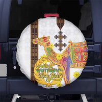 Happy Eritrea New Year Spare Tire Cover Adey Abeba Flower With Habesha Tilet Pattern - Wonder Print Shop