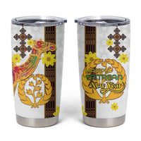 Happy Eritrea New Year Tumbler Cup Adey Abeba Flower With Habesha Tilet Pattern - Wonder Print Shop