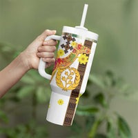 Happy Eritrea New Year Tumbler With Handle Adey Abeba Flower With Habesha Tilet Pattern - Wonder Print Shop